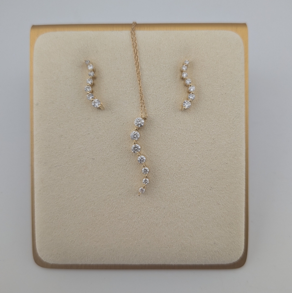 "Journey" Moissanite Necklace And Earrings Set 14k Gold